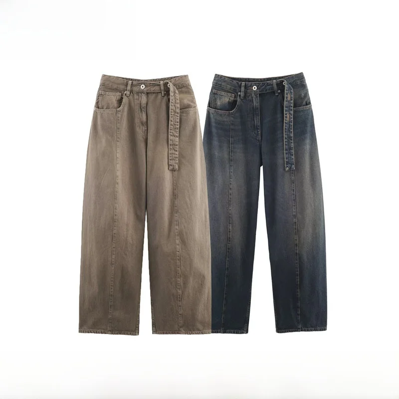 Low Waist Loose Fit Fashionable Denim Jeans Korean Style Commute Autumn New Arrival Women's Casual Pants Polyester Fiber