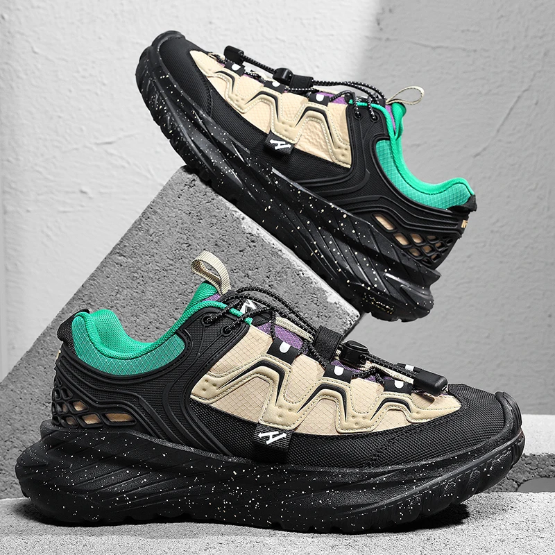 2026 New Men's Outdoor Casual Sneakers Lightweight Anti-Slip Tire Sole Hiking Shoes Trail Running Shoes