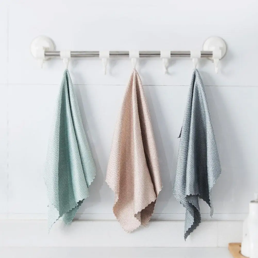 1pc Glass Wiping Cleaning Cloth Absorbent Lint Free Fish Scale Table Mirror Rag Towel Watermark Household Bowl Q5s5