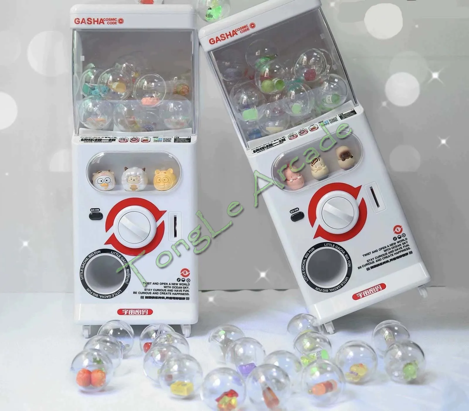 Mini Gachapon Machine, Arcade Gum Capsule Toy Candy Vending Machine Sliding Door Gachapon Machine