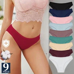 FINETOO 9Pcs Sexy Cotton Panties for Women Underwear Striped Panty Female Soft Lingeries Briefs Pantys Girl Underpant Intimates