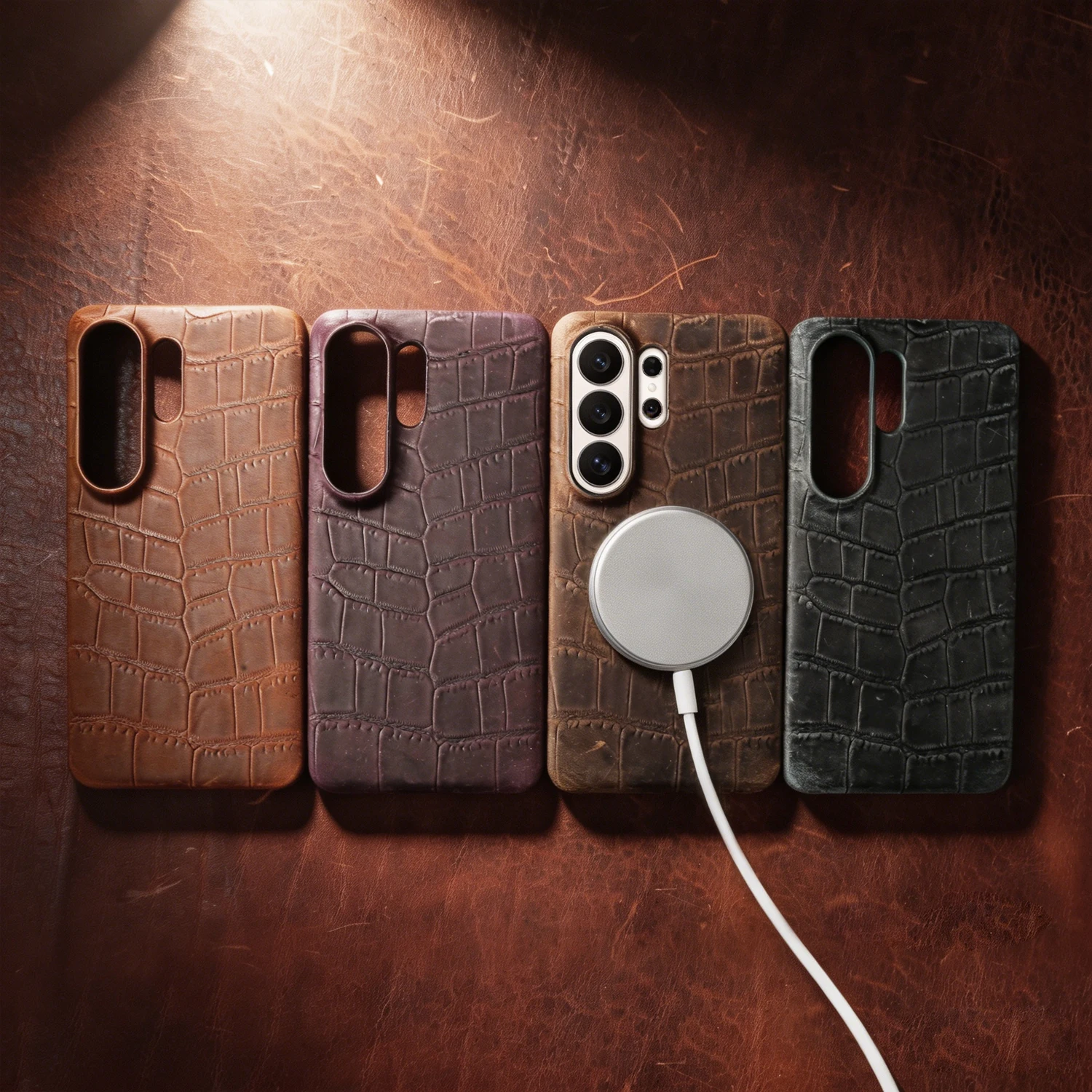 For Magsafe Genuine Leather Case For Samsung Galaxy S26 S25 Ultra S24 Plus S23 S22 S21 FE S20 Note20 Magnetic Phone Back Cover view 2