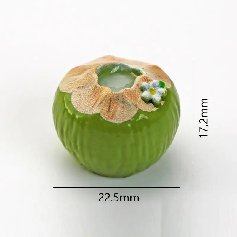 【D】Mini 3D Green Brown Coconut Juice Resin Decor 6Pcs Simulated Ornaments for Fairy Garden Miniature Landscape Decor