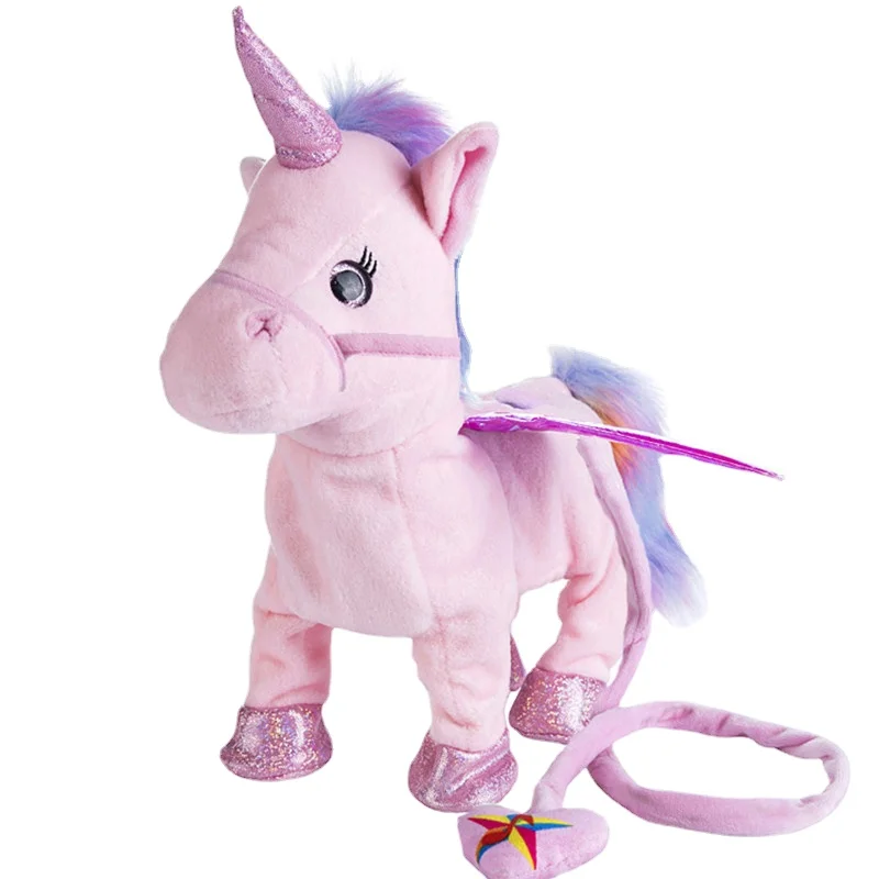 35cm Funny Electric Walking Unicorn Plush Toy Stuffed Animal Toys Electronic Music Unicorn Toy Christmas Gifts