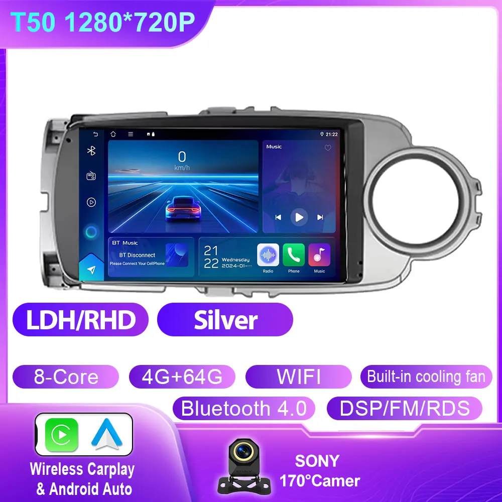 Android 15 Carplay Autoradio Voor Toyota Yaris 2012 2013 2014 2015 2016 2017 LHD RHD Navigatie GPS Multimedia speler Stereo WIFI
