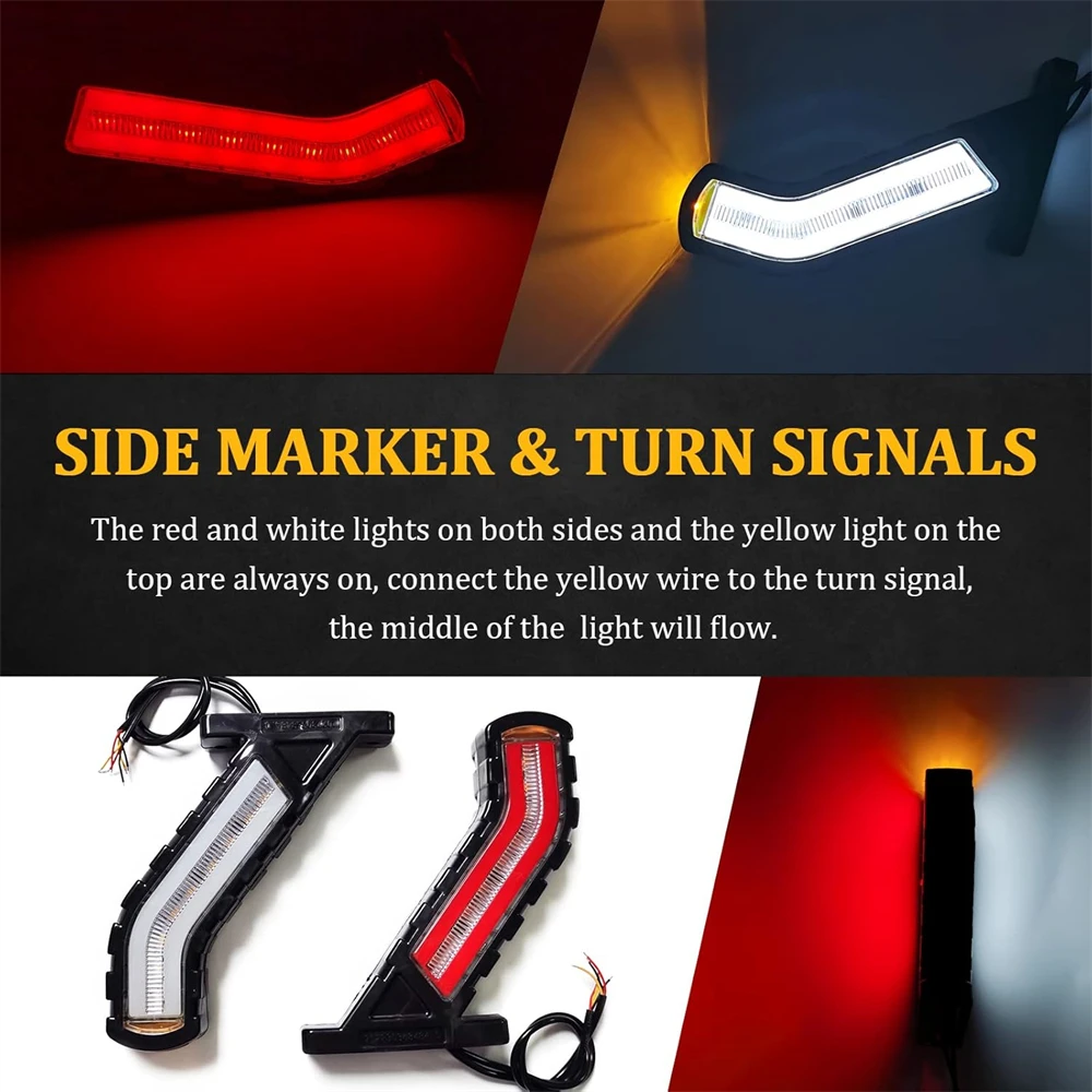 2PCS Sequential Turn Signal LED Outline Side Marker Light 12-24V LED Lights Truck Trailer LED Truck Side Lights