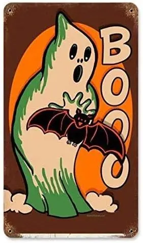 Vincenicy Metal Sign Great Aluminum Tin Sign Vintage Halloween Pumpkin Jack O Lantern Man Cave.