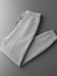 Men's Cashmere Pants Smart Casual Pencil Pants Autumn Winter Thick Soft Warm Trousers 100% Merino Wool Knit Pants Korean Style