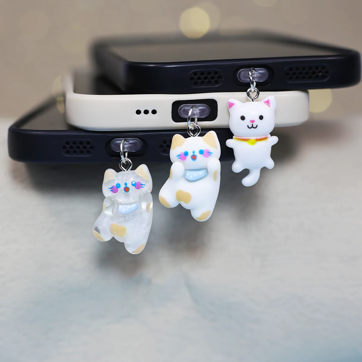 Cute cat phone dustproof plug, phone pendant, charging port accessory suitable for iPhone/for Samsung C-type interface phone acc