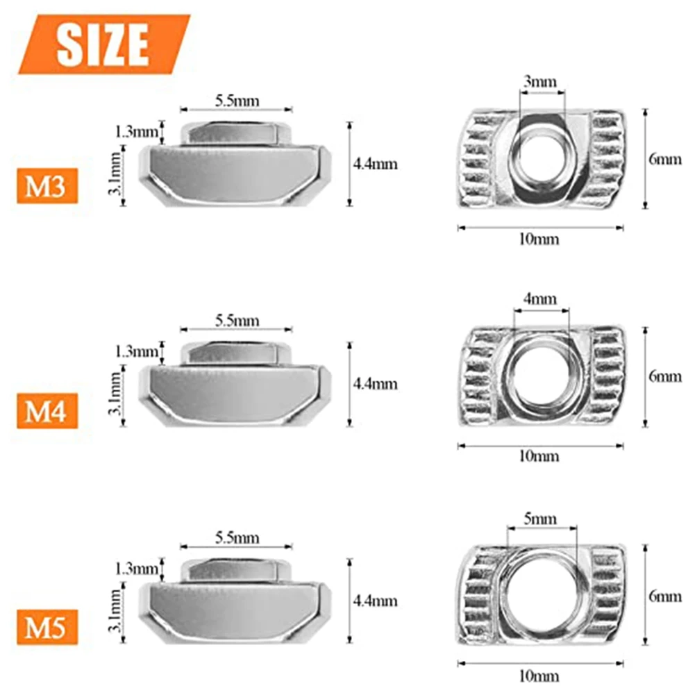 

240 шт. T-образные гайки серии 2020, набор гаек с Т-образным пазом M3 M5 — ABLI