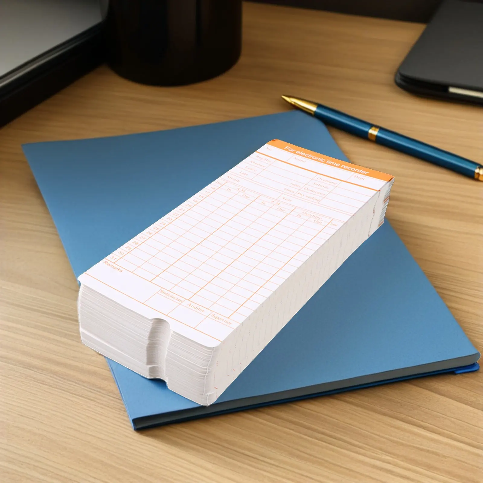 

200 Sheets Simple Elegant Staff Time Cards Attendance Cards for Time Recording Machines Exquisite Workmanship Hd Printed Office