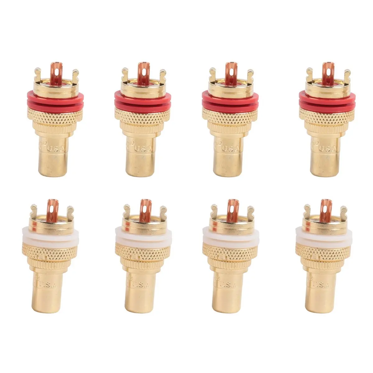 A40I 8pcs Red+White Female Socket Chassis High Quality Female Connector Phono Copper Plug Amp HiFi