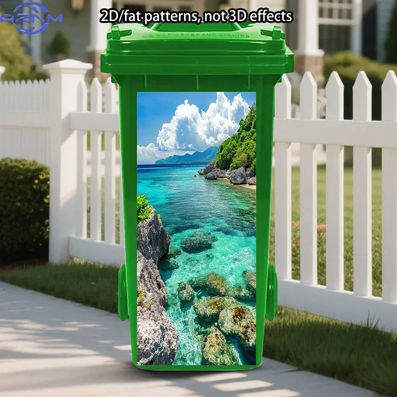 DIY Dustbin Refit 2D Print Decal Fashion Ornament for Garden Courtyard Trash Can