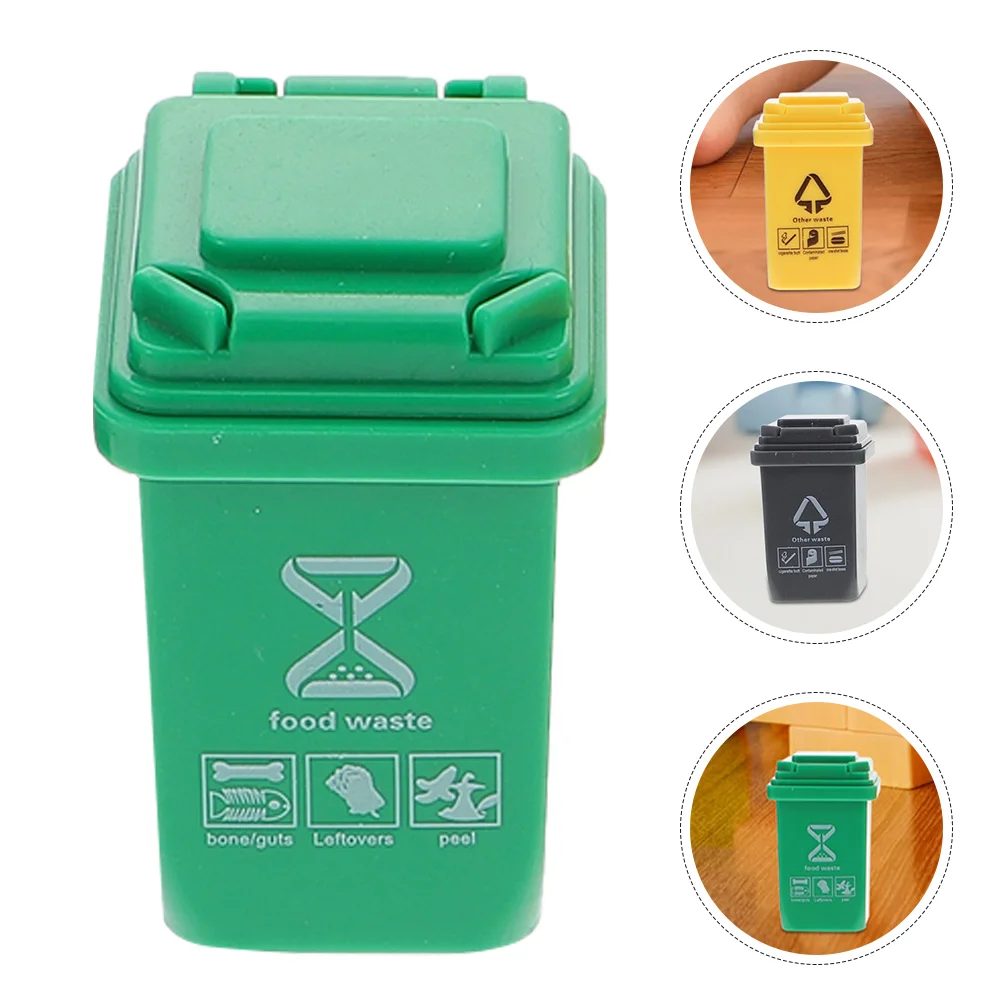 15 Pcs Small Apartment Miniature House Recycling Bin Baby Plastic Garbage Can