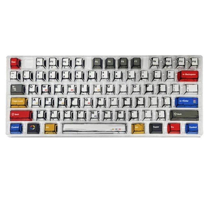 Comic Style Colorful Mixed Light Keycaps 136 Keys Set Classic Minimalist Style Machine Keycap Decoration-ABFB