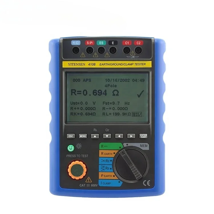 4108 Digital Earth ground clamp Resistance Tester Analysis Instruments Equipotential Resistance Measurement