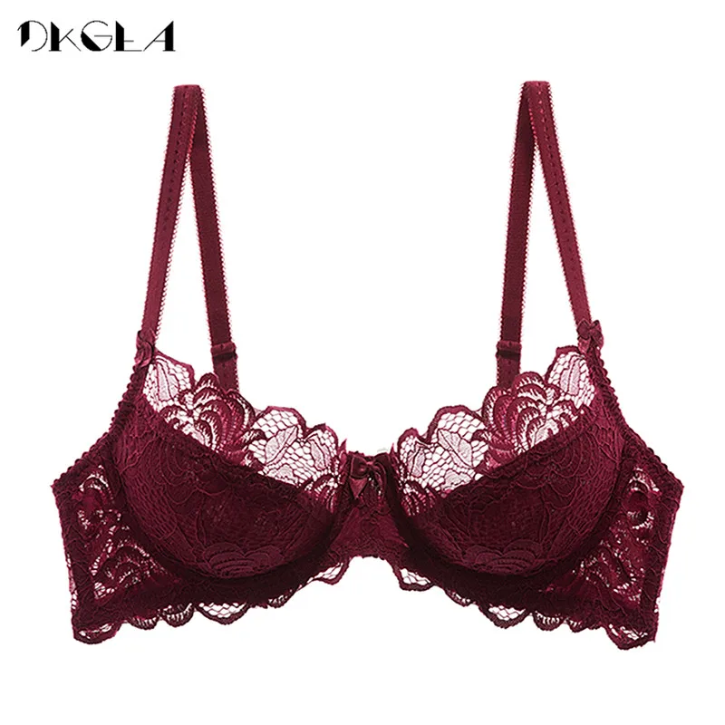 New Hollow Sexy Bra Blue Ultrathin Underwear Plus Size C D Cup Women Transparent Bras Lace Lingerie Gray Brassiere Embroidery