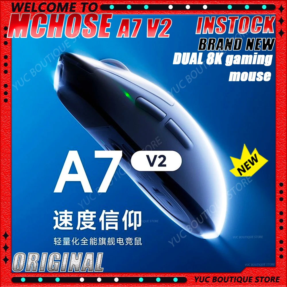 

NEW MCHOSE A7 V2 Gaming Mouse Wireless Bluetooth 3-mode E-sport Ergonomics Lightweight 8K Mice Customized PC Accessory Gifts