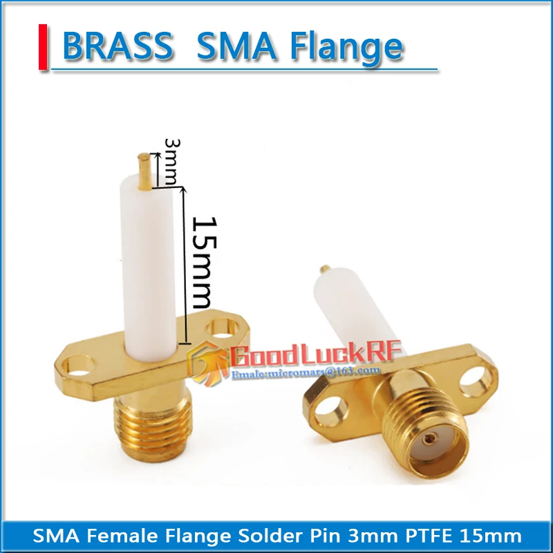 SMA Female 4 Hole Flange Waterproof Chassis Panel Mount deck Solder Copper PTFE 15mm Pin 3mm 50 ohm gold RF Connector Adapter