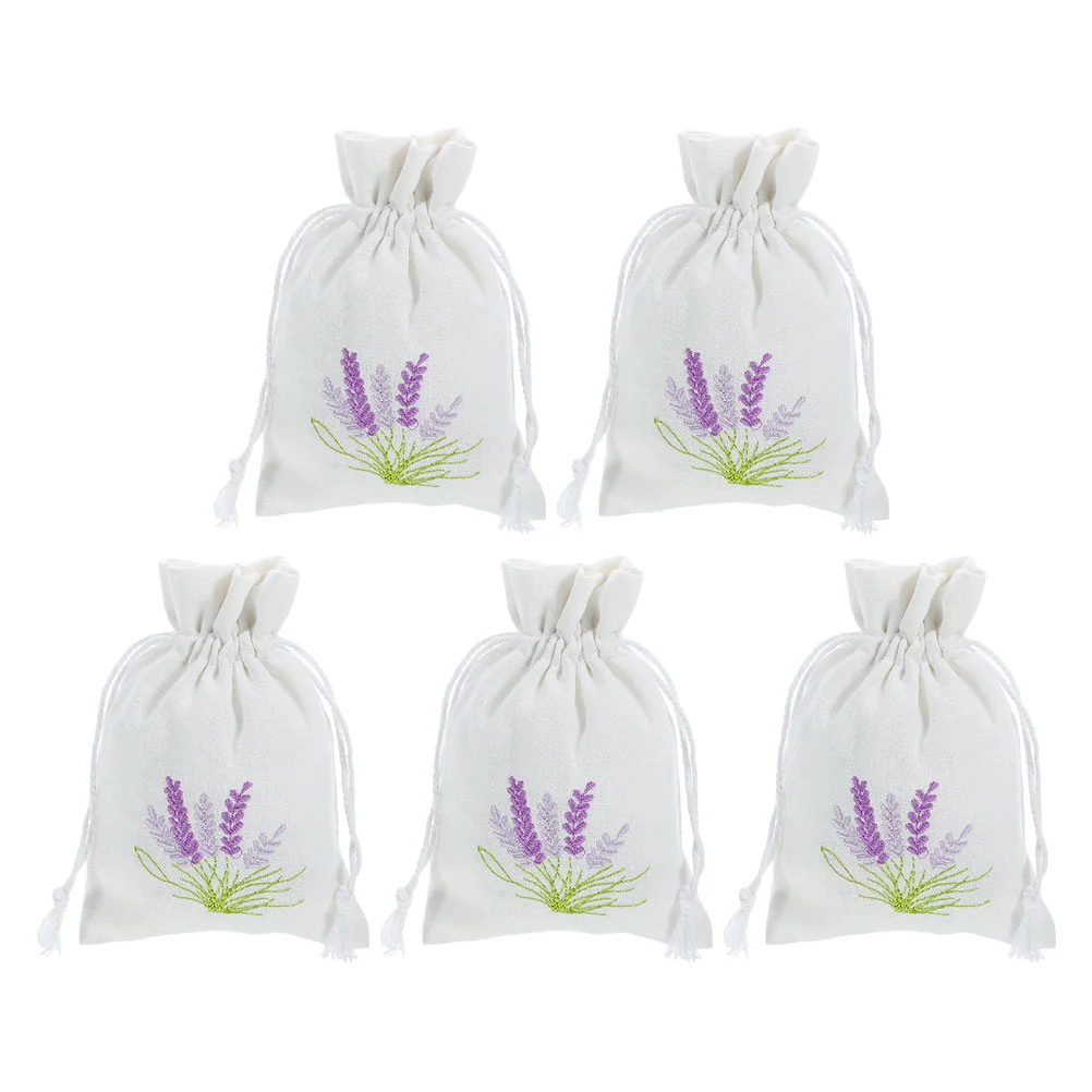 5pcs Empty Sachet Gift Bags with Lavender Pattern Drawstring Bags DIY Storage Bags Sachet Bags Empty Lavender Sachet Bag