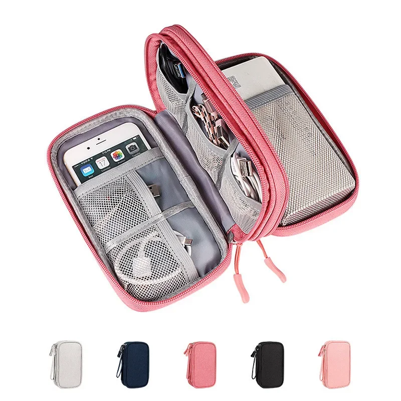 Electronic Accessories Carry Case Travel Cable Organizer Bag Pouch Portable Waterproof Double Layers Storage Bag For Cable Cord