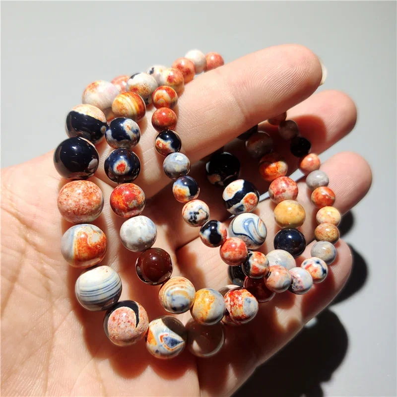 Flame Agate Stone Bracelet Planet Mars Bracelet Men's And Women's Simple Fashion Popular Jewelry Gift