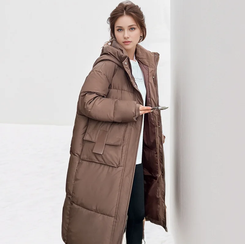 Thick Warm Long Cotton Jacket Winter Women\'s Large Pocket Casual Loose Hooded Parkas Female Pure Color Casual Jacket For Women