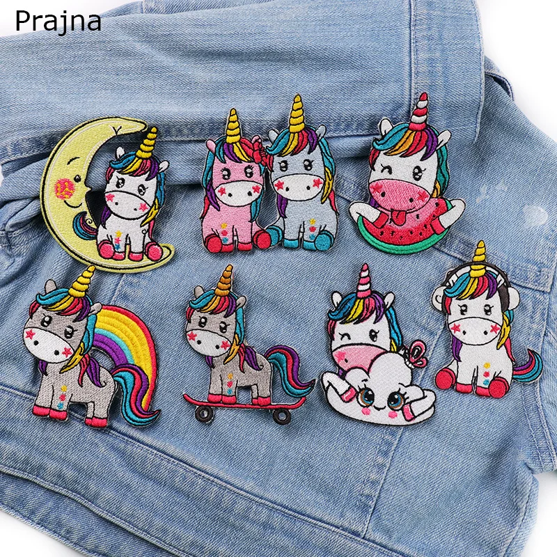 Patches DIY Rainbow Unicorn Embroidery Patch Cartoon/Animal Patch Iron On Patches For Clothing thermoadhesive Patches On Clothes