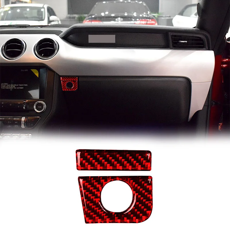 2Pcs Co Pilot Glove Box Carbon Fiber Pattern Decals Storage Box Panel Cover Sticker for Ford Mustang 2015-2020 Car Interior Trim