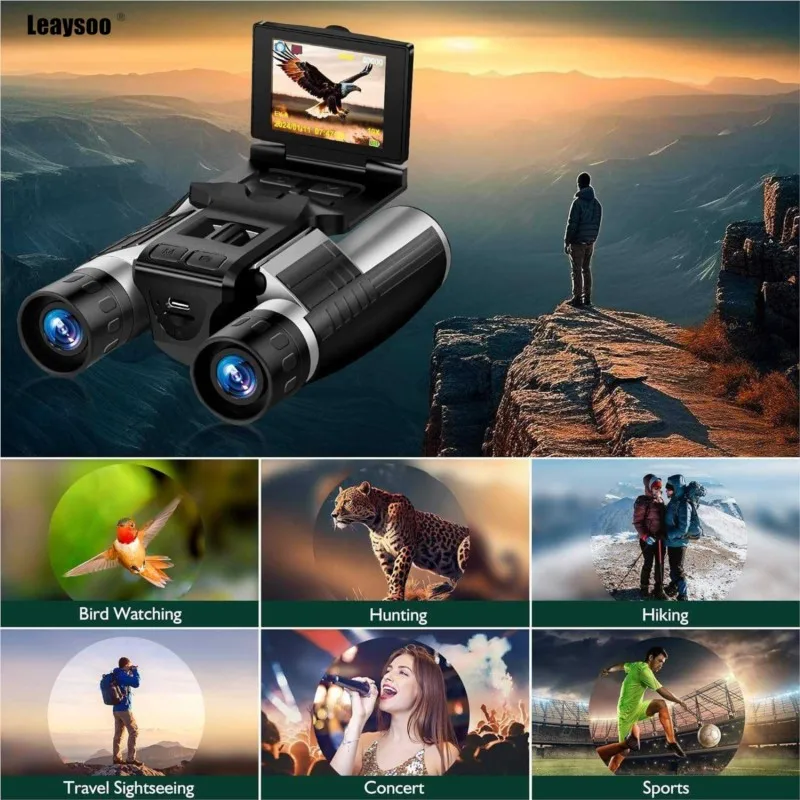 Digital Binoculars Camera 2.5K UHD Video 48MP Photo 12X Optical Zoom IPS Screen Rechargeable Telescope for Hunting Birding