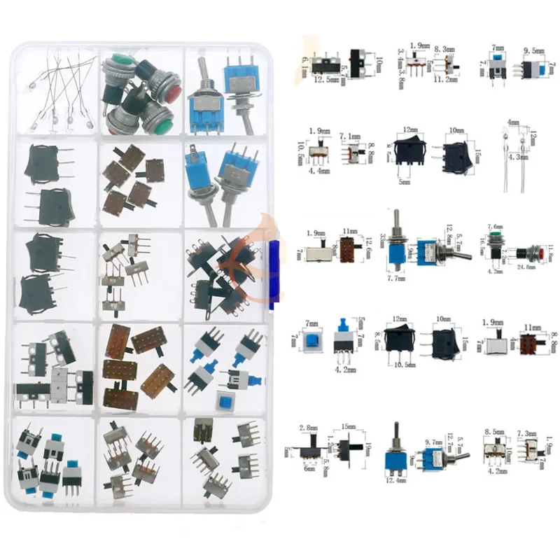 DIY Micro Switch Assorted kit Box Push Button Tact Switches Reset Mini Switch Car Remote Control Keys Button Touch Microswitch