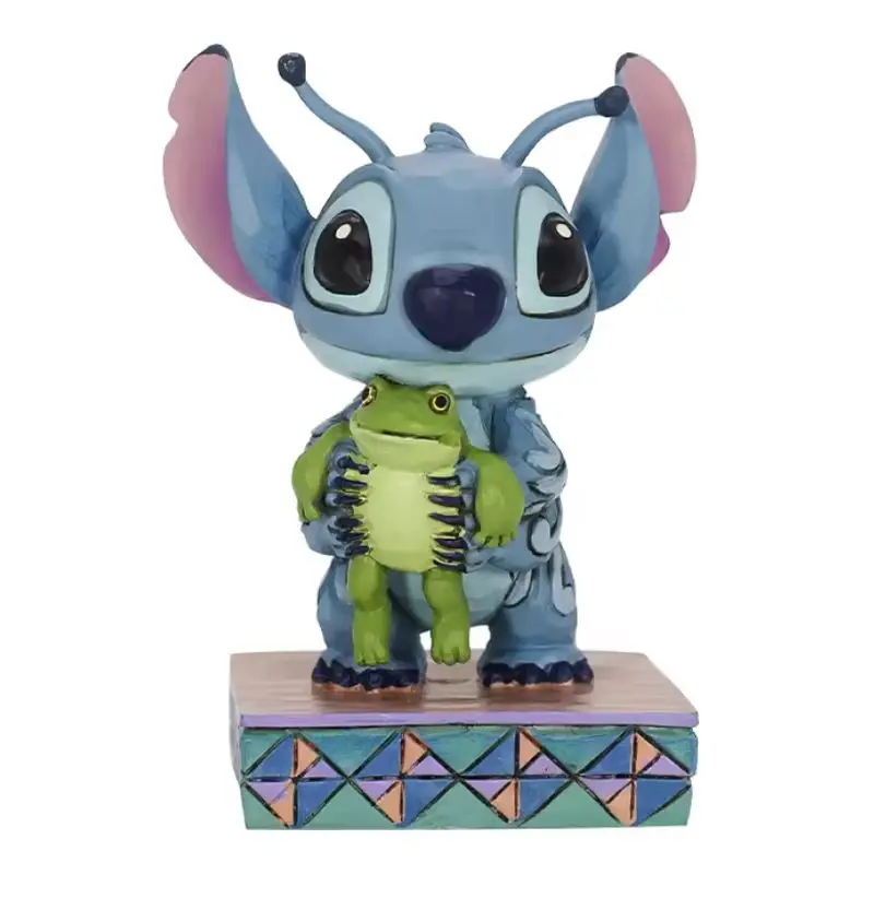 Nowa Figurka Akcji Anime Stitch i Żaba, Urocza Ozdoba na Biurko, Modna Zabawka dla Dzieci, Prezent Urodzinowy dla Fanów