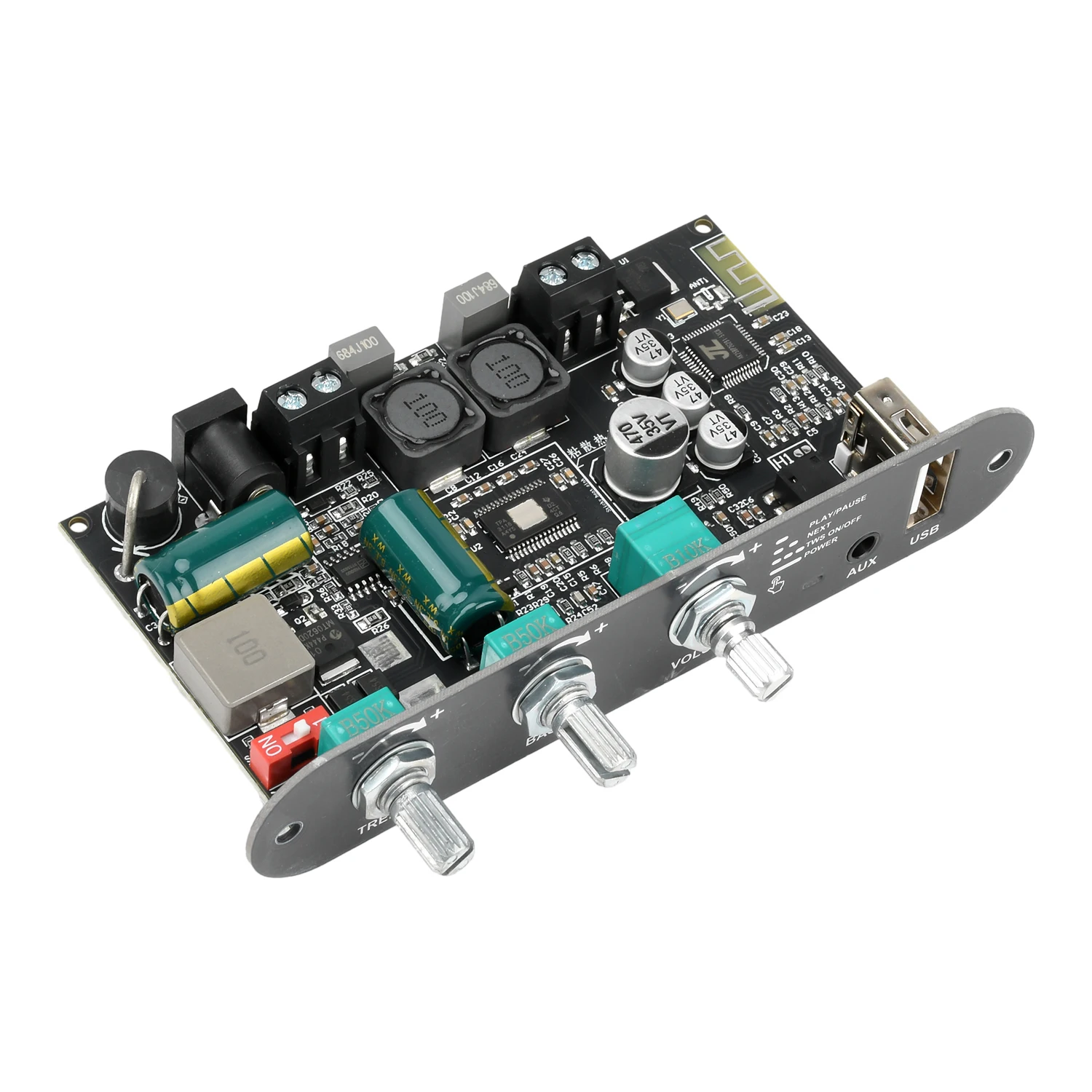 100W BT-Verstärkerplatine ZK-1001U mit Boost Mono Höhen- und Bassregelung TWS DIY-Lautsprecher TPA3116D2 AMP AUX USB-Eingang Bass-/Hochtonregelung – Detail 8