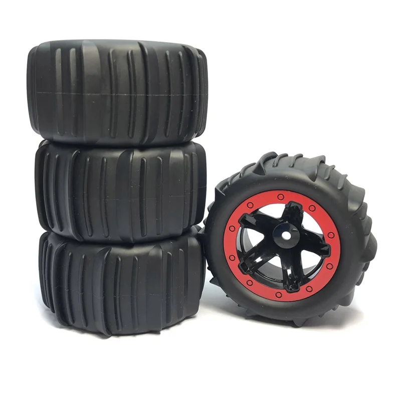 4 PCS 1:16 1:14 Pneus de pás de areia de neve Hex 12mm Rodas para H16 16889 16890 144001 144010 124016   Carro de caminhão off road vermelho