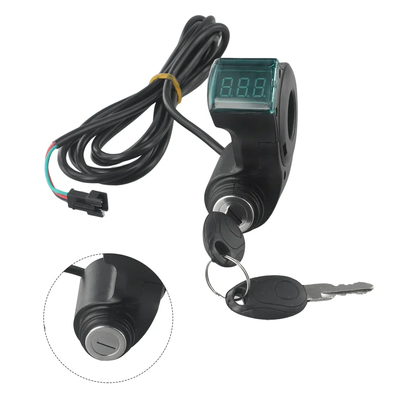 1pc E-bike Scooter Power Switch Lock Display Thumb Throttle With Key 24-72V E-Scooter Handlebars Ignition Switch Key Power Lock