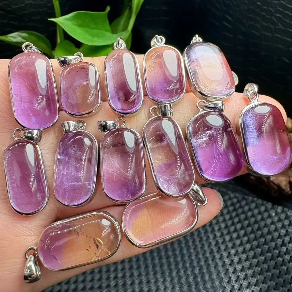 1PCS Natural Ametrine Crystal Yoga Pendant Reiki Healing Fengshui Stretch Female Gift - Jewelry for Stress Relief S925