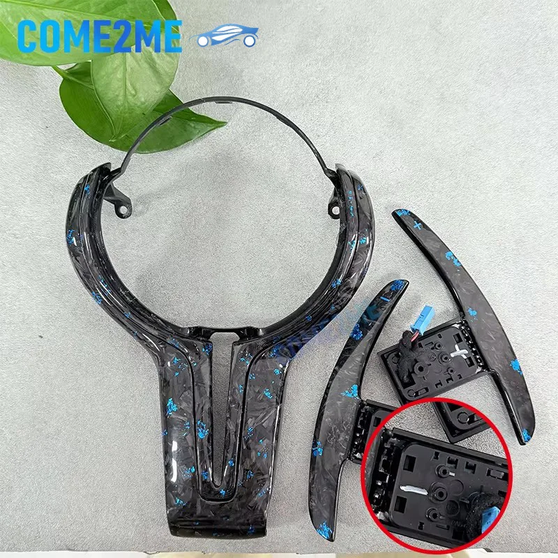 

Customized blue patterned forged carbon fiber steering wheel shift paddles for BMW M5 F10 E90 E91 E92 M3 F30 F15 F16 F20 upgrade