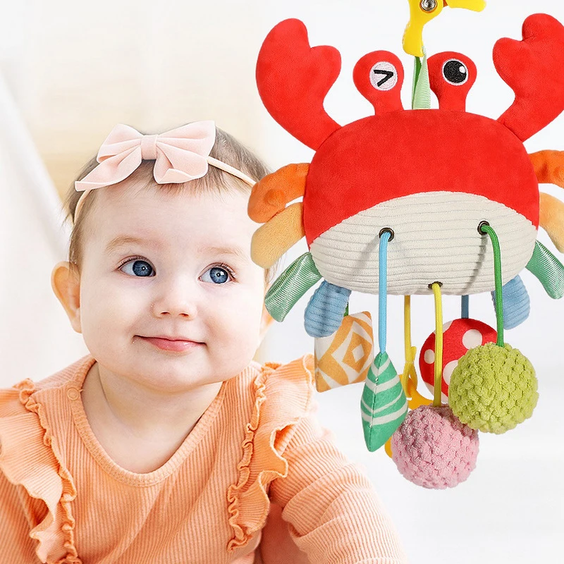 1 unidad de juguete con cordón colgante para cama de bebé, cochecito de bebé recién nacido, juguetes educativos de animales bonitos, agarre manual, juguete de peluche divertido para dormir