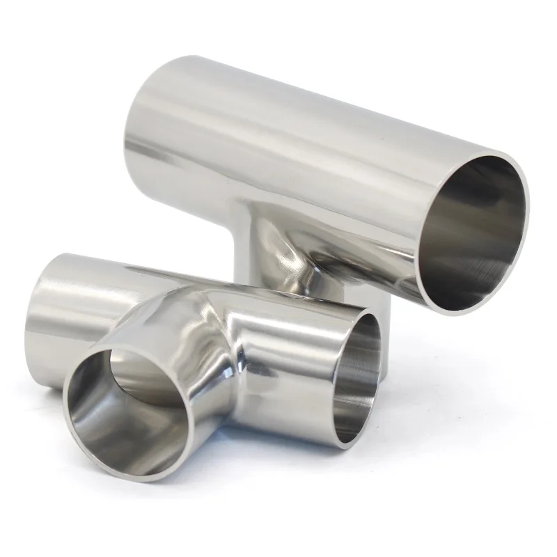 SS304 Stainless Steel T-Joint Sanitary Welded Pipe Connector Polished Food Grade  Welding tee 19/25/32/38/45/51/63/75/89/102mm