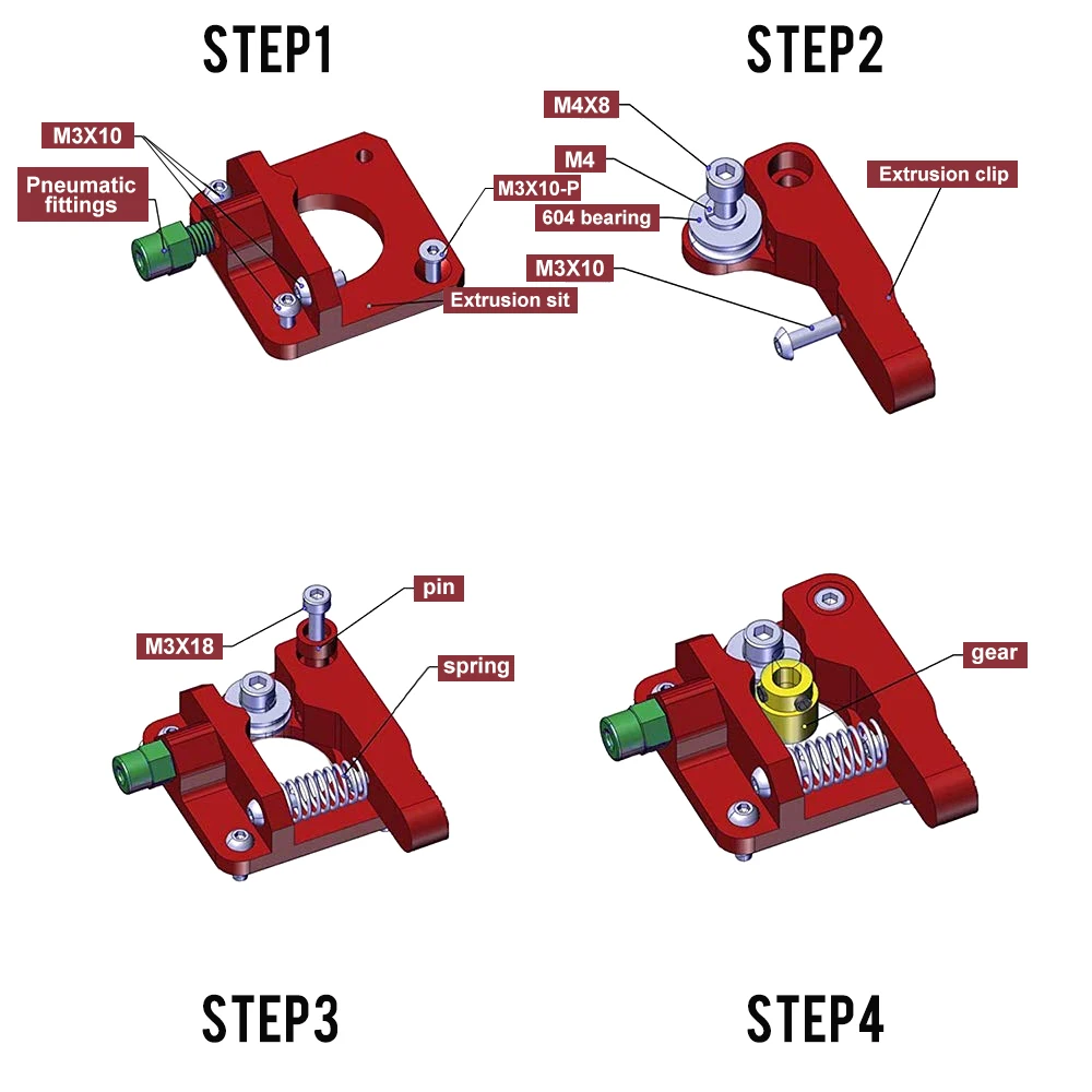 All Metal Extruder Upgraded Replacement Aluminum MK8 Extruder Drive Feed for 3D Printer Ender 3/3Pro CR-10, CR-10S