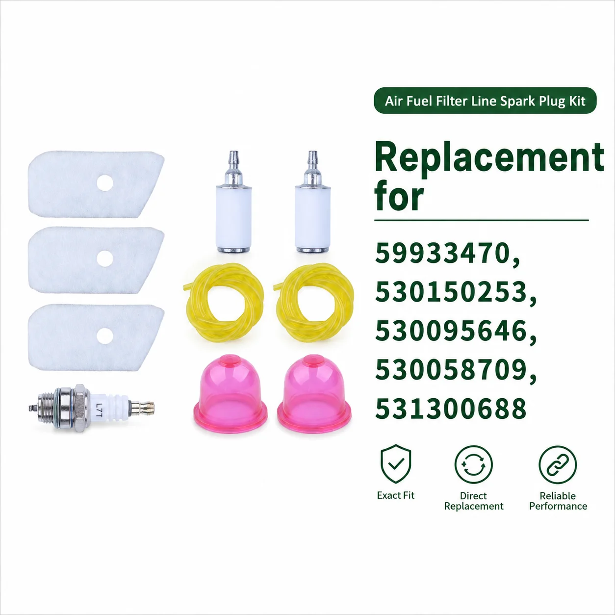 For Husqvarna 128LD 128CD 128L 125L 125E Air Fuel Filter Line Spark Plug Trimmer Weedeater Tune Up Kit Replaces 59933470 128DJX