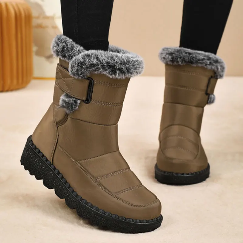 Winter Women Non Slip Waterproof Snow Boots Platform Warm Ankle Boots Cotton Padded Shoes Botas De Mujer Plush Booties Plus Size