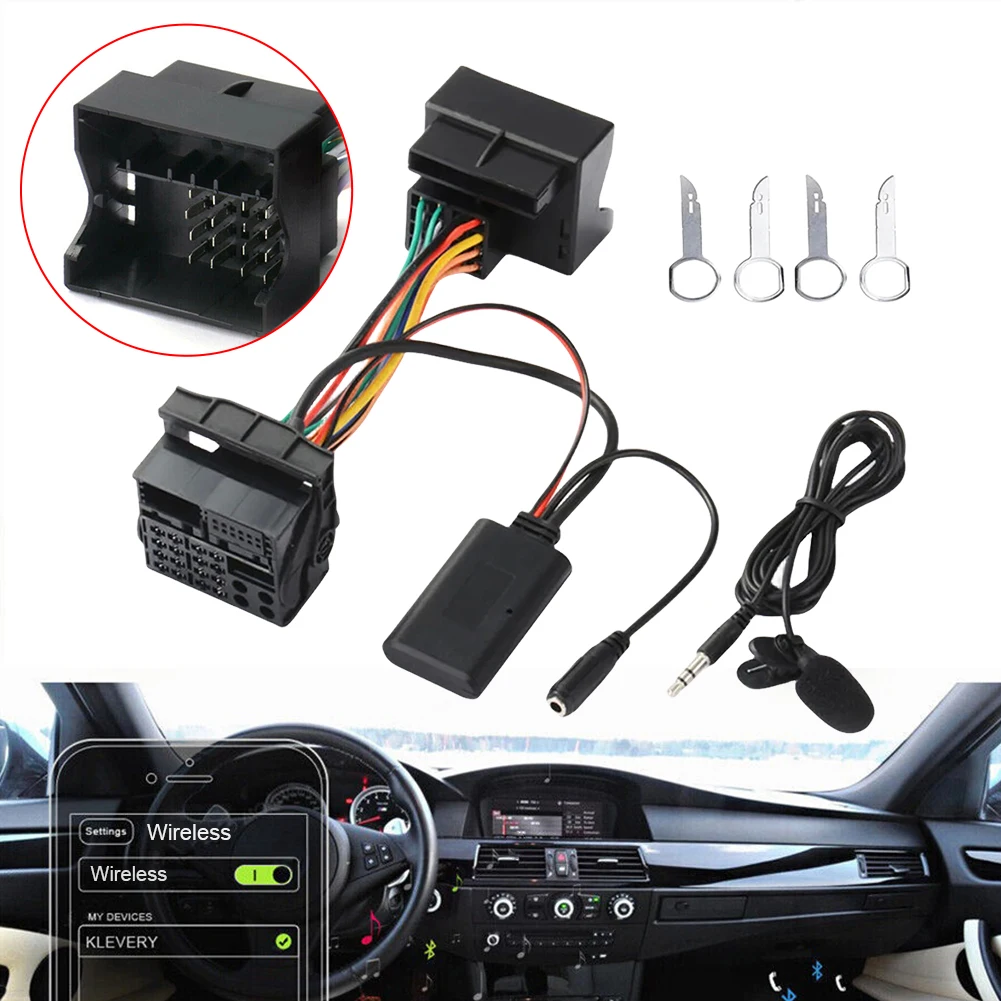 

Car Bluetooth-Compatible 5.0 Music AUX Adapter with Mic Aux-In Audio Cable Harness Adapter Hands-Free Call for Ford Mondeo Focus