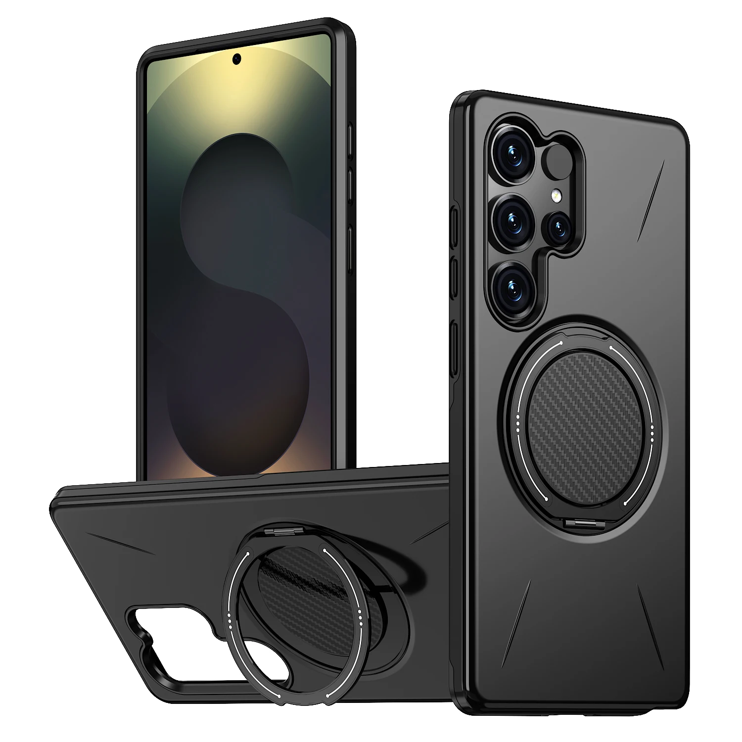 Rüstung stoßfeste Hülle für Samsung Galaxy S25 Edge S24 Plus S23 FE S22 Ultra 360 °   Rotierende, dämpfende Telefonabdeckung mit magnetischer Halterung