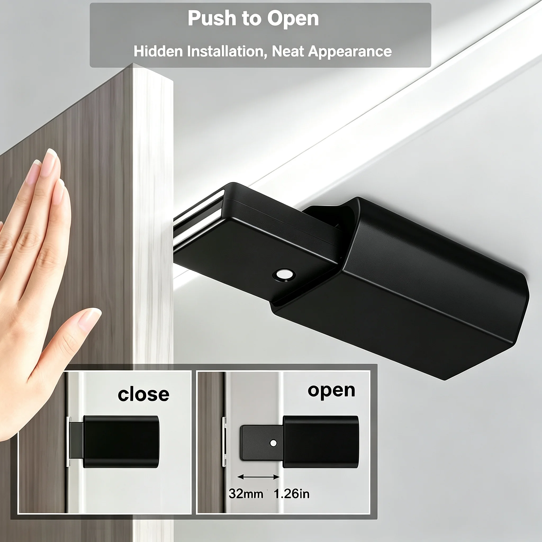 Concealed Fire & Wardrobe Door Catch Heavy‑Duty Push‑to‑Open Automatic Self‑Popping Invisible Cabinet Latch Hardware