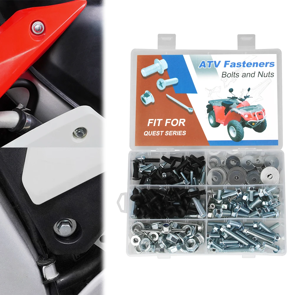 

Motorcycle ATV 200PCS Bodywork Engine Plastics Frame Exhaust Bolts Kit For CAN-AM Quest 50 500 650 90 Sarasota 1000 Rally 175