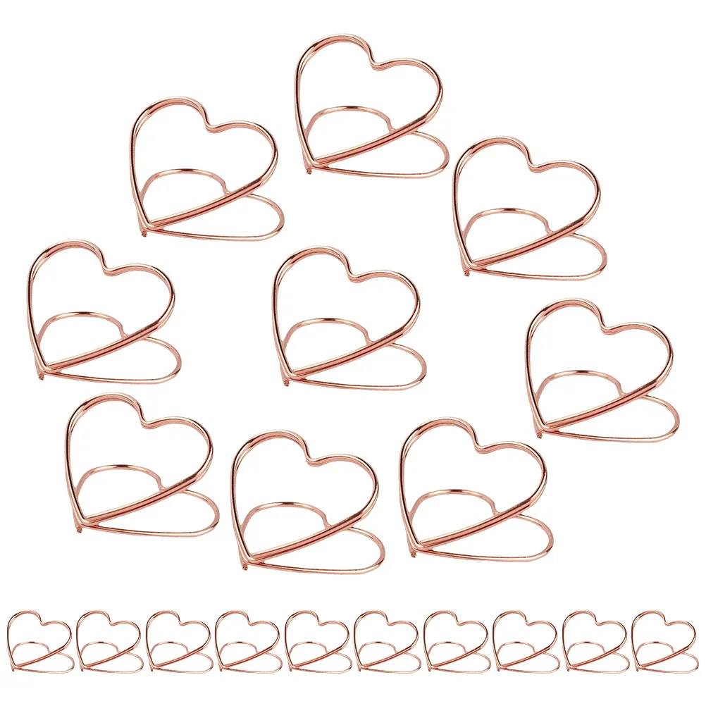 

32pcs Heart Shaped Memo Clips Metal Material Photo Holder Wedding Table Number Place Card Holders Business Card Stand Menu