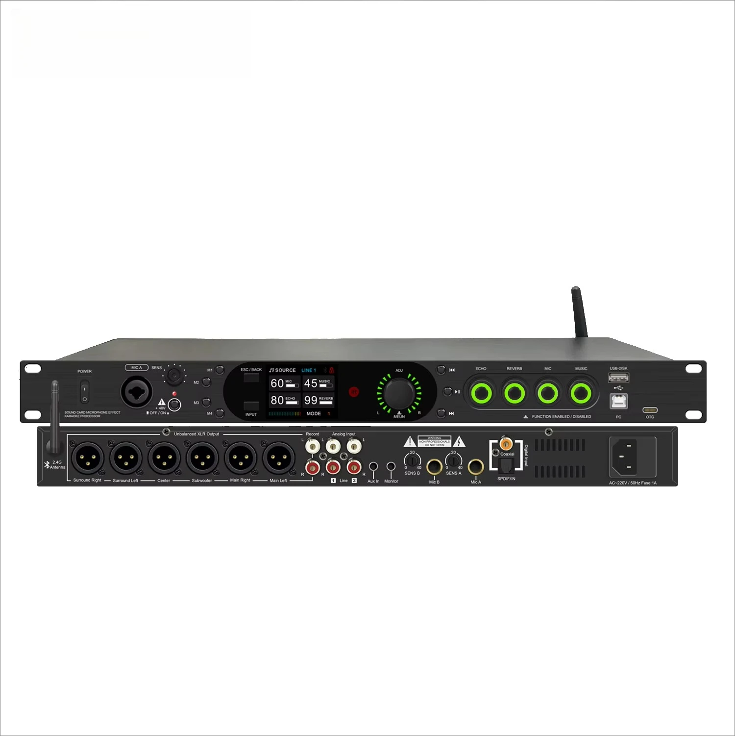 GAX-OT800 Digital Signal Processor with Sound Card BT Funtion Anti Howling Fiber Optic Noise Reduction