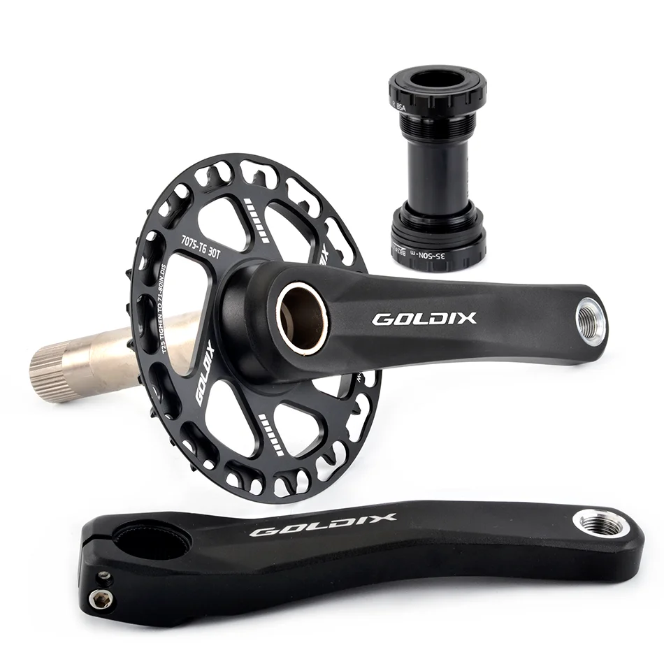 GOLDIX Children Bicycle Crankset 110mm/127mm/140mm/150mm/155mm/160mm Crank MTB Kid Crankset 28T-38T Chainring for Shimano SRAM