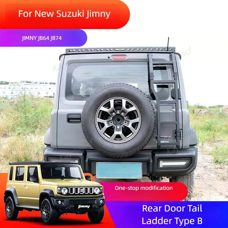 Échelle d'escalade de hayon en aluminium, accessoires de voiture tout-terrain 4x4 pour SUZUKI Jimny JB64 JB74, porte-bagages d'escalade